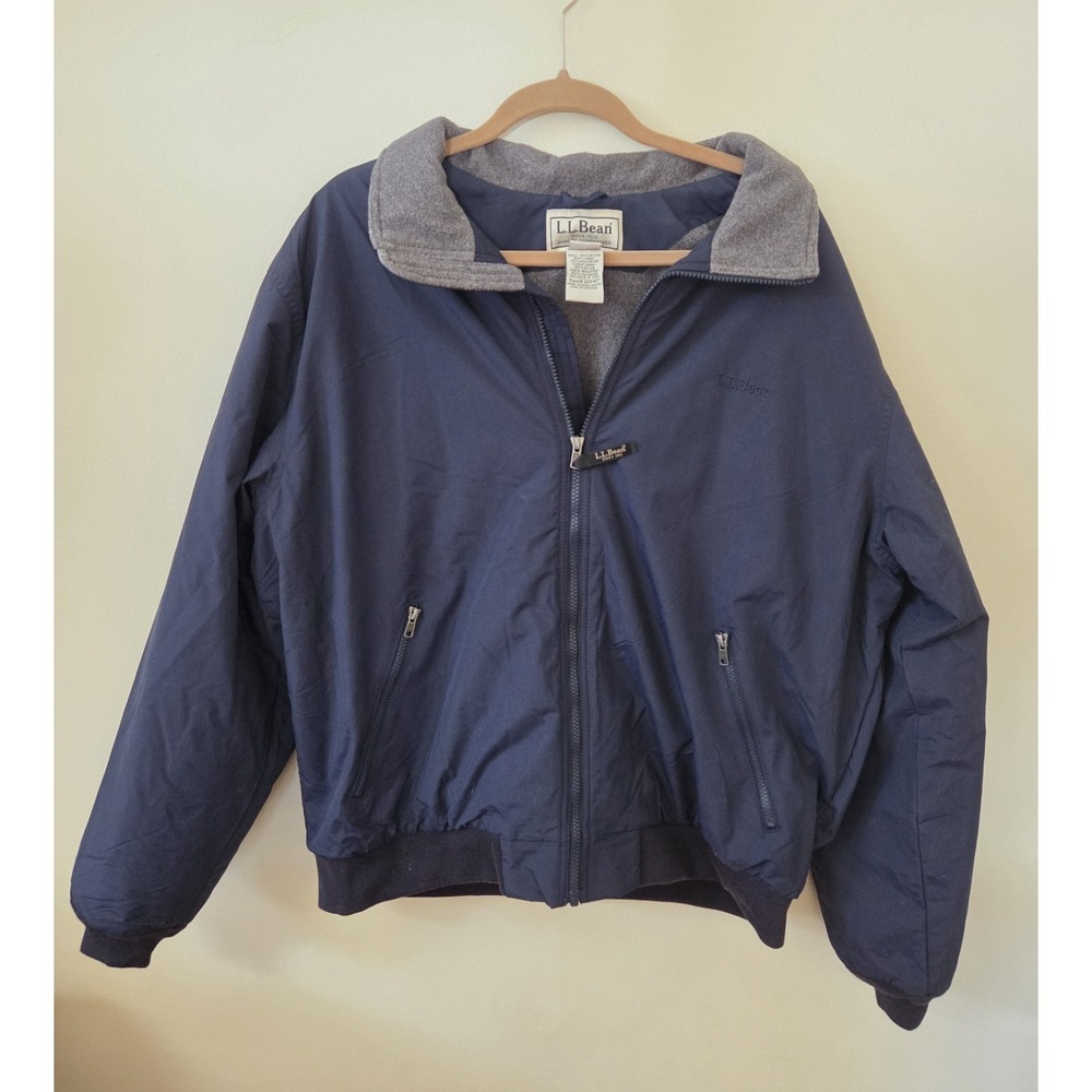 LL Bean Jacket Navy Coat Mens Blue Fleece‎ Lined Thinsulate Full Zip 205107 XL